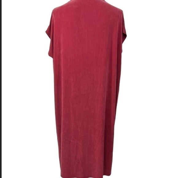 Eileen Fisher Sueded Sandwashed Cupro-Knit Funnel-Neck Dress - Picture 3 of 6